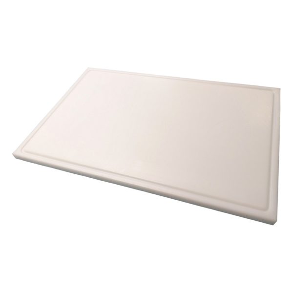 Schneidbrett 600 x 400 x 20 mm<br >weiß mit Saftrille