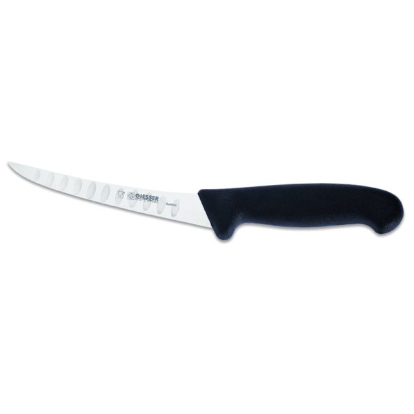 Giesser Ausbeinmesser 15 cm Klingenlänge, gebogen & hart, Kullenschliff schwarz
