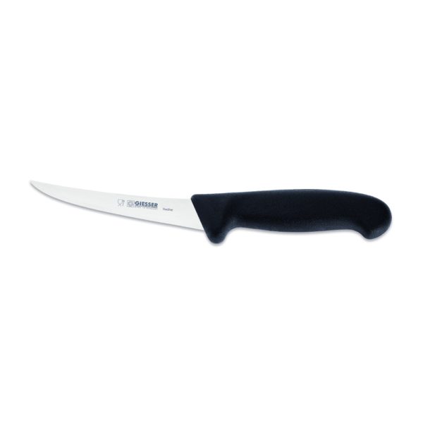 Giesser Ausbeinmesser 13 cm Klingenlänge gebogen & ½ flexibel (mittel), schwarz