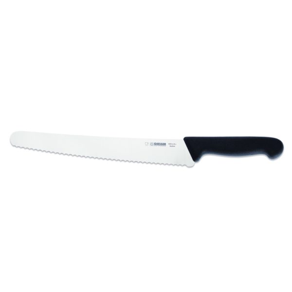 Giesser Brotmesser Universalmesser 25 cm Klingenlänge mit Wellenschliff, schwarz