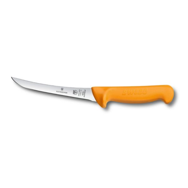 Swibo Ausbeinmesser</br >13 cm Klingenlänge</br >gebogen & hart, gelb