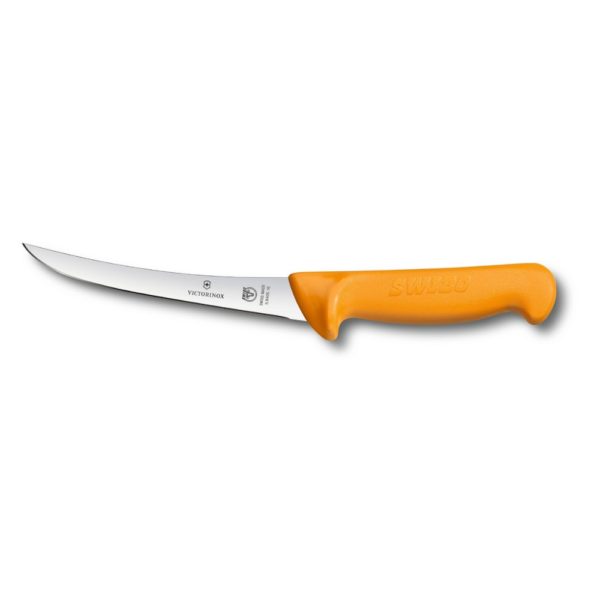 Swibo Ausbeinmesser</br >16 cm Klingenlänge</br >gebogen & hart, gelb