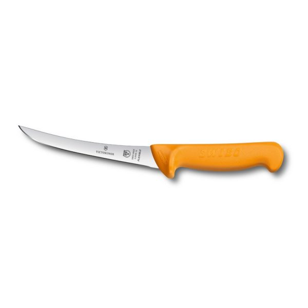 Swibo Ausbeinmesser</br >13 cm Klingenlänge</br >gebogen & flexibel, gelb