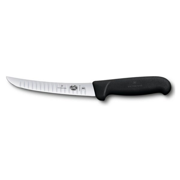 Victorinox Ausbeinmesser</br >15 cm Klingenlänge</br >breite Klinge, Kullenschliff</br >gebogen & hart, schwarz
