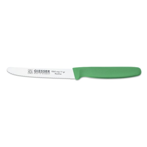 Giesser Universalmesser Tomatenmesser 11 cm Klingenlänge mit Wellenschliff grün