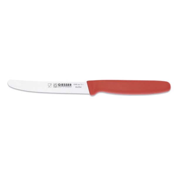 Giesser Universalmesser Tomatenmesser 11 cm Klingenlänge mit Wellenschliff rot