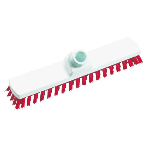 Haug Schrubber weiß/rot<br />28 cm breit, harte Borsten,<br />Besatzhöhe 26 mm