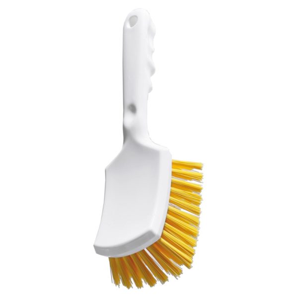 Haug Stielbürste weiß/gelb<br />26 cm, harte Borsten,<br />Besatzhöhe 35 mm