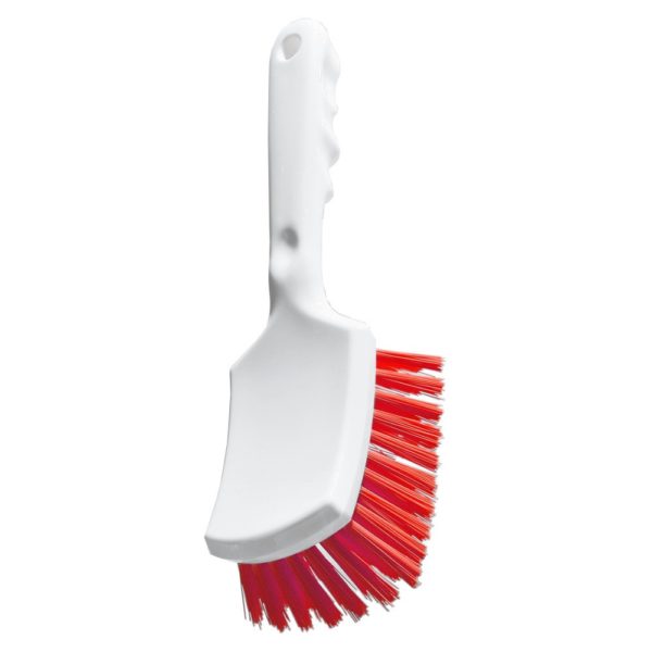 Haug Stielbürste weiß/rot<br />26 cm, harte Borsten,<br />Besatzhöhe 35 mm