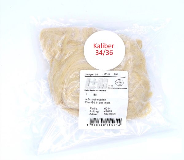 Schweinedarm Kal. 34/36<br />trocken gesalzen<br />25 Meter