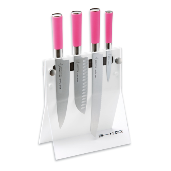 F. Dick Acrylmesserblock "4 Knives"<br />bestückt mit Pink Spirit Messern