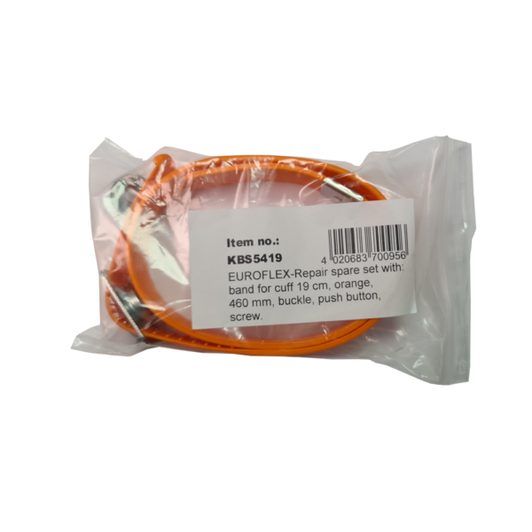 Euroflex Stulpenbandset orange<br />bestehend aus Schnalle, Druckknopf & Schraube, Latexband