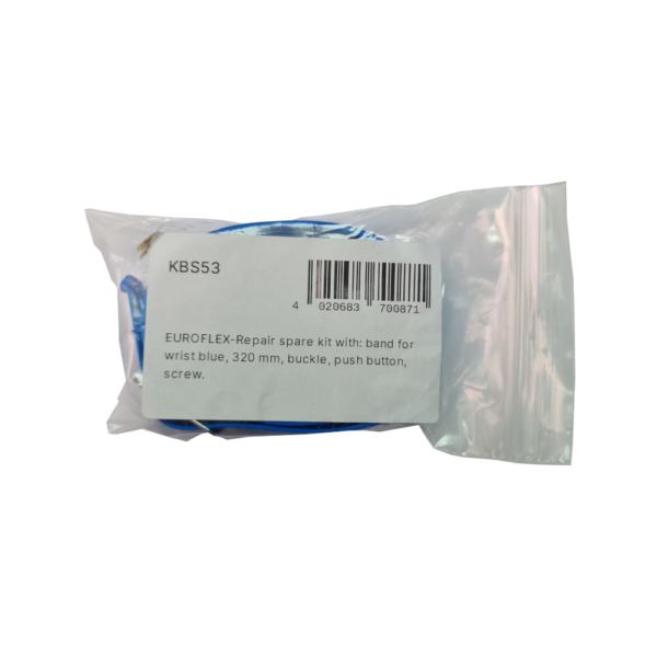Euroflex Handgelenkbandset blau<br />bestehend aus Schnalle, Druckknopf & Schraube, Latexband