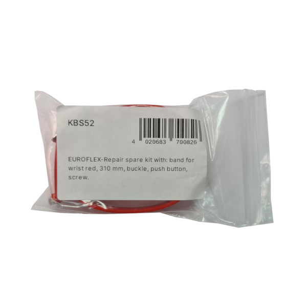 Euroflex Handgelenkbandset rot<br />bestehend aus Schnalle, Druckknopf & Schraube, Latexband