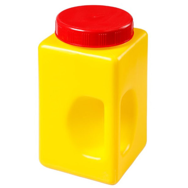 Gewürzdose gelb mit rotem Deckel und eingelassenem Griff 3,9 Liter 140x140x249mm