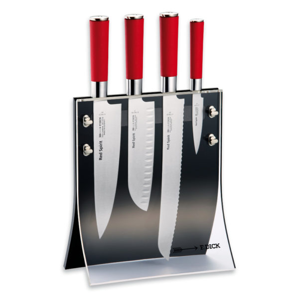 F. Dick Acrylmesserblock "4 Knives"<br />bestückt mit Red Spirit Messern
